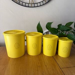 Tupperware Servalier Vintage Canister Set of 4 Gold/Yellow